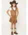 Image #1 - Shyanne Girls' Embroidered Faux Suede Fringe Vest, Coffee, hi-res