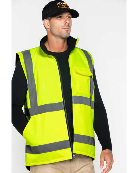Image #1 - Hawx Men's Reversible Reflective Work Vest, Yellow, hi-res