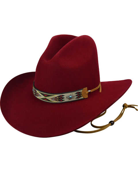 Bailey Renegade Hickstead Felt Western Fashion Hat , Red, hi-res