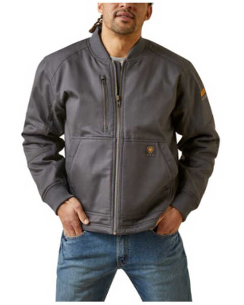 Ariat Men's Rebar DuraCanvas™ Bomber Jacket, Grey, hi-res