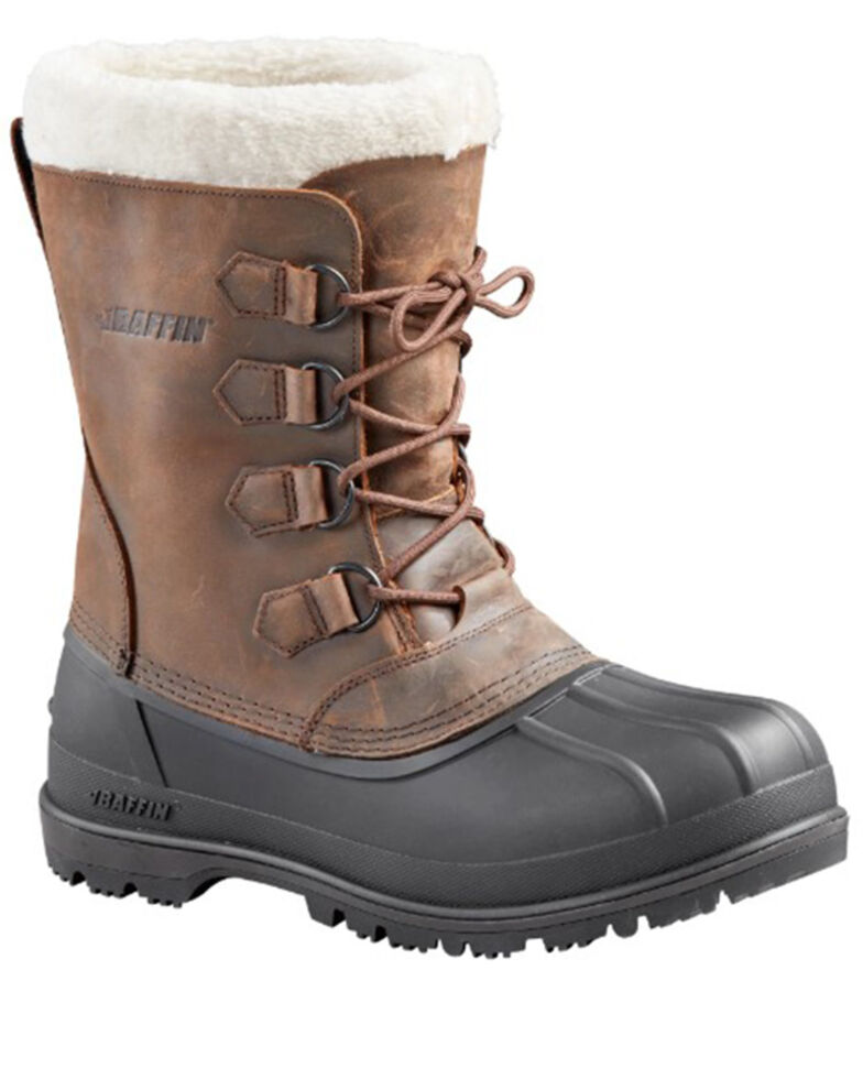 Baffin Men's Brown Canada Faux Fur Leather Tundra Work Boot, Brown, hi-res