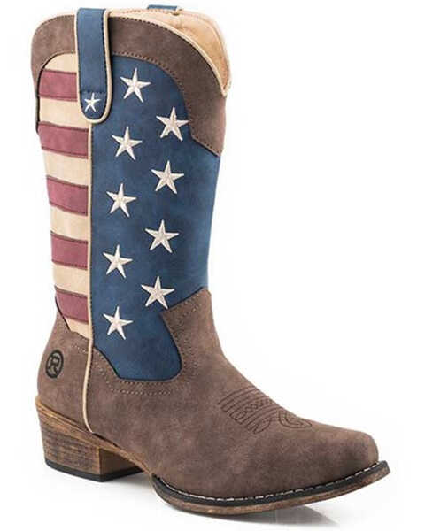 Roper Women's Flotus Tall Western Boots - Snip Toe, Brown, hi-res