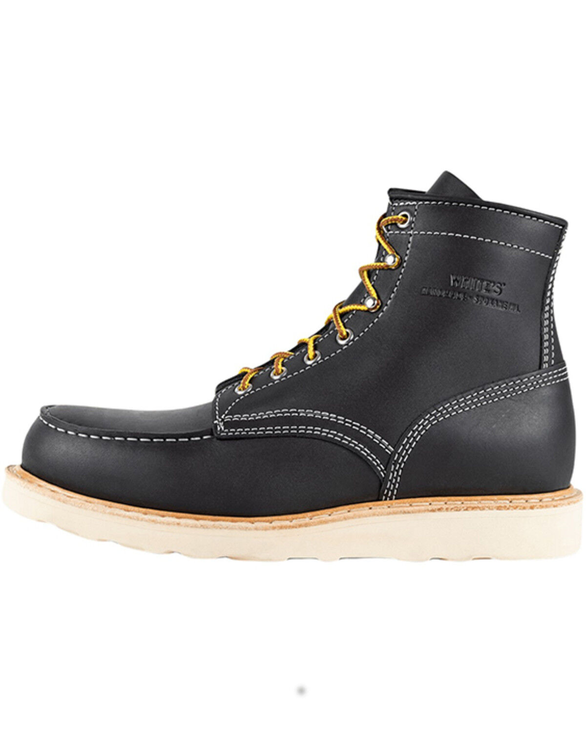 Image #1 - White's Boots Men's 6" Perry Lace-Up Work Boots - Moc Toe, Black, hi-res