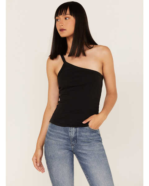Free People One Way Or Another One-Shoulder Tank Top, Black, hi-res