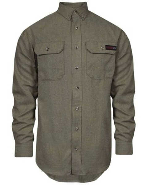 Tecgen Men's Select FR Long Sleeve Button Down Work Shirt - Tall , Tan, hi-res