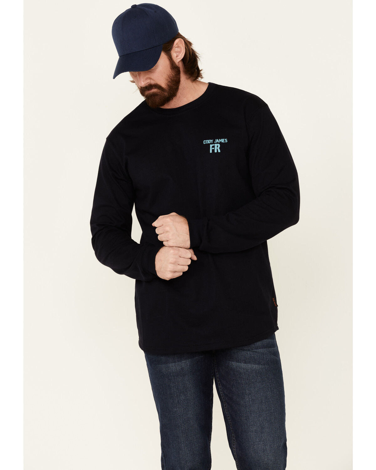 Image #1 - Cody James Men's FR Back Graphic Long Sleeve Work T-Shirt, Navy, hi-res