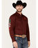 Image #1 - Rodeo Clothing Men's Mexico Bronco Long Sleeve Snap Western Shirt, Burgundy, hi-res