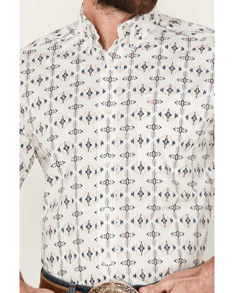 Ariat Men's Otto Southwestern Print Short Sleeve Button-Down Western Shirt - Tall , White, hi-res