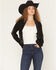 Image #1 - Idyllwind Women's Pierce Embellished Cropped Button-Down Sweater, Black, hi-res