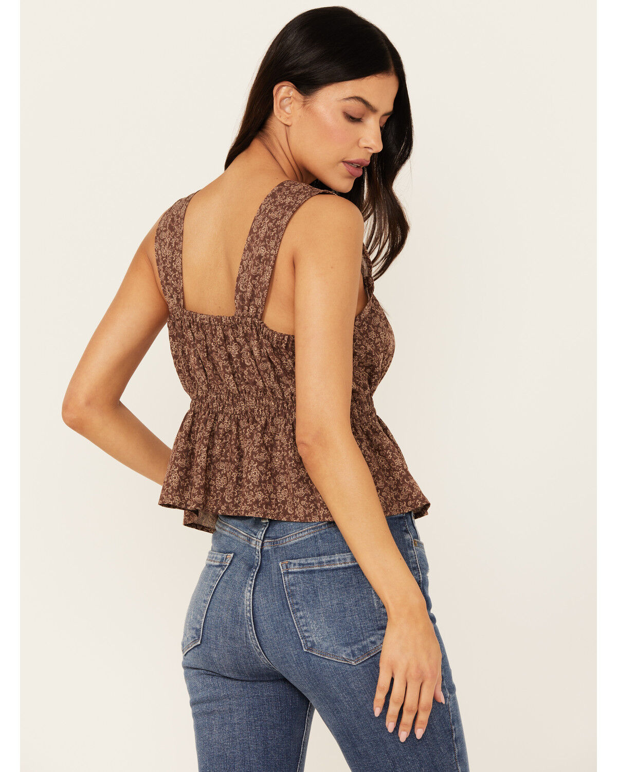 Image #4 - Cleo + Wolf Women's Bradley Floral Printed Tank Top, Chocolate, hi-res