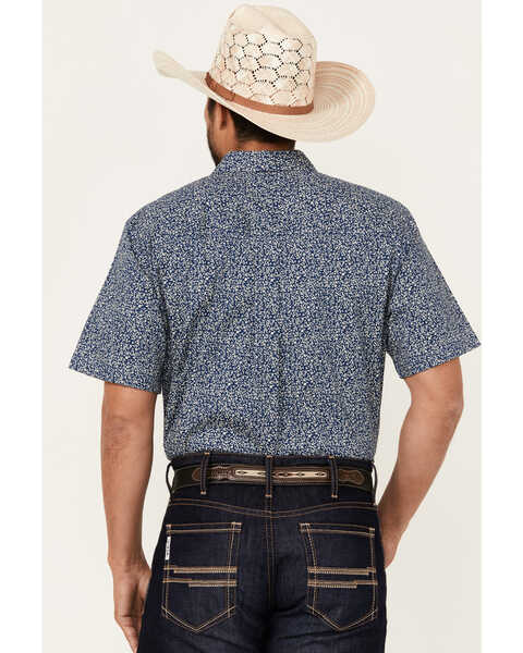 Image #4 - Cody James Men's Open Meadow Floral Print Short Sleeve Button-Down Stretch Western Shirt , Navy, hi-res