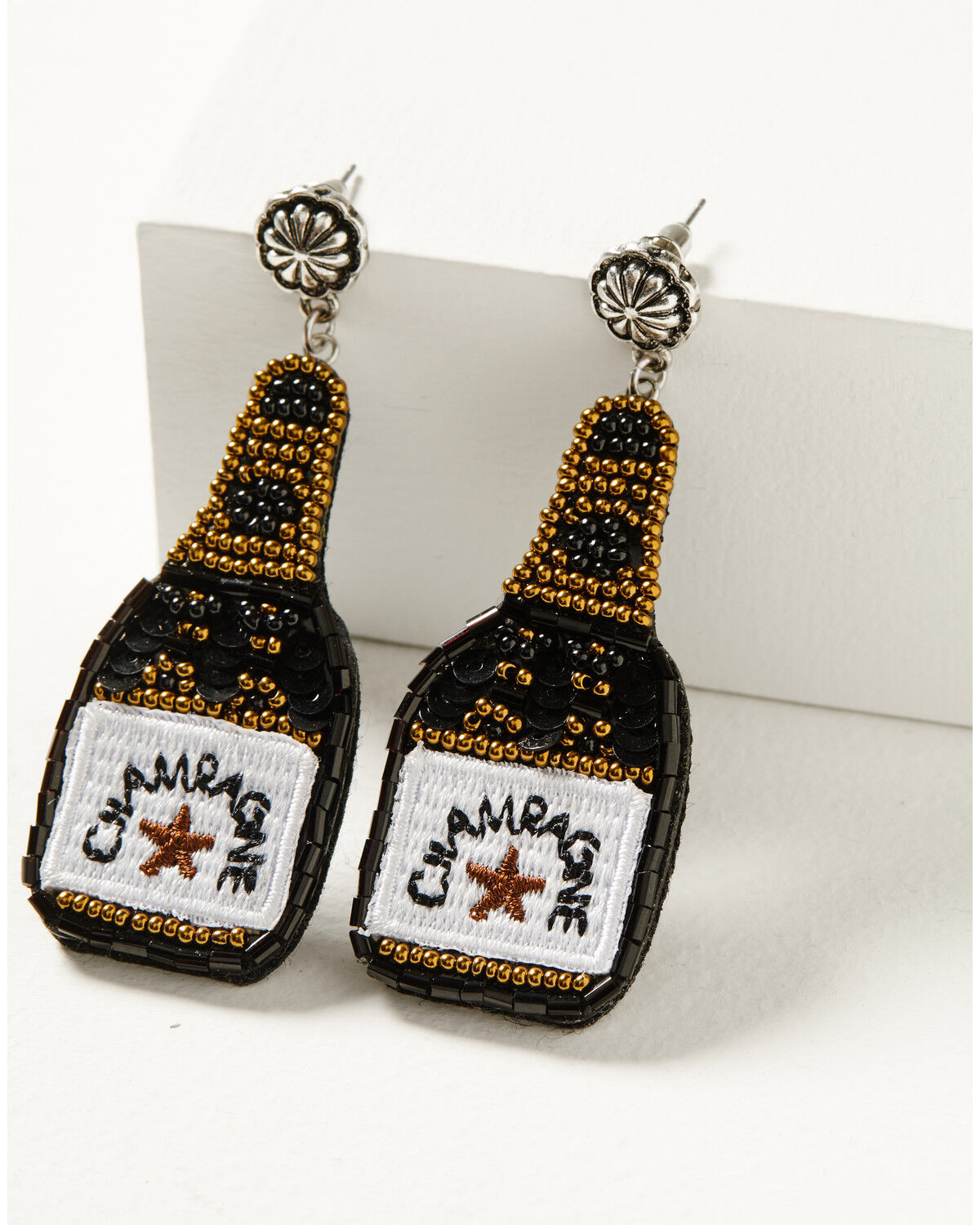 Image #1 - Idyllwind Women's Laramie Champagne Beaded Earrings, Black, hi-res