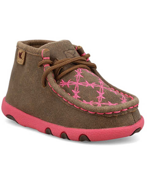 Image #1 - Twisted X Infant Girls' Chukka Driving Moc Shoes - Moc Toe , Pink, hi-res