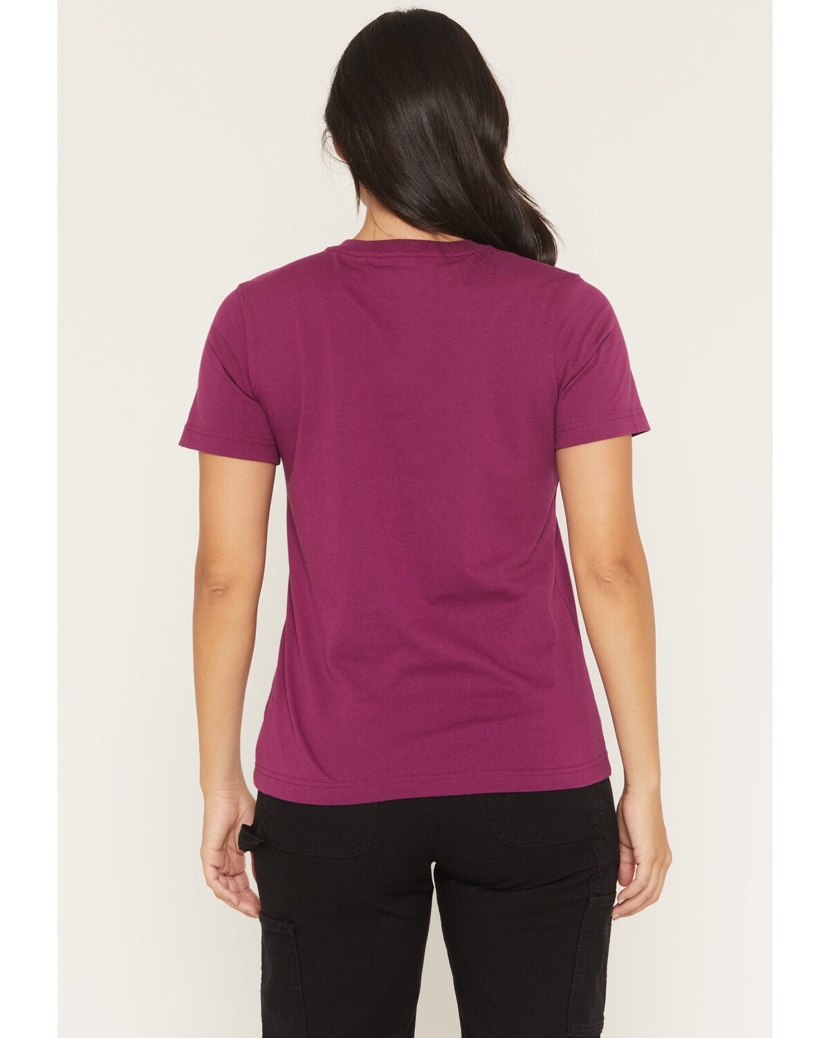 Image #4 - Carhartt Women's Relaxed Fit Lightweight Short Sleeve Pocket Tee, Maroon, hi-res