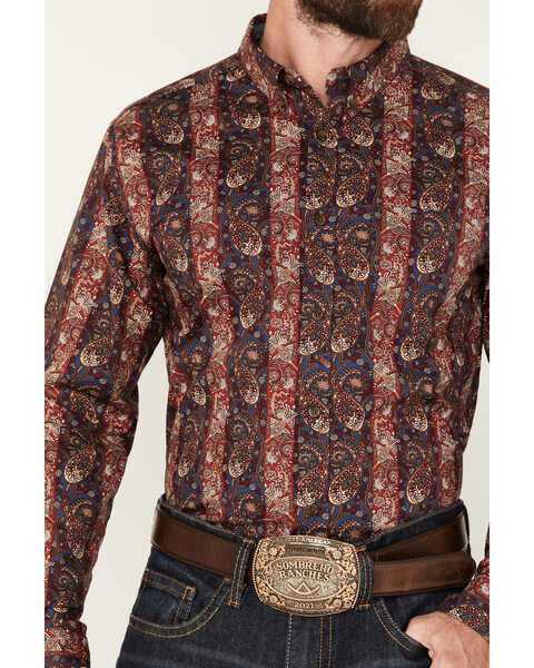 Image #3 - Cody James Men's Decoy Paisley Print Long Sleeve Stretch Button-Down Western Shirt - Tall, Tan, hi-res