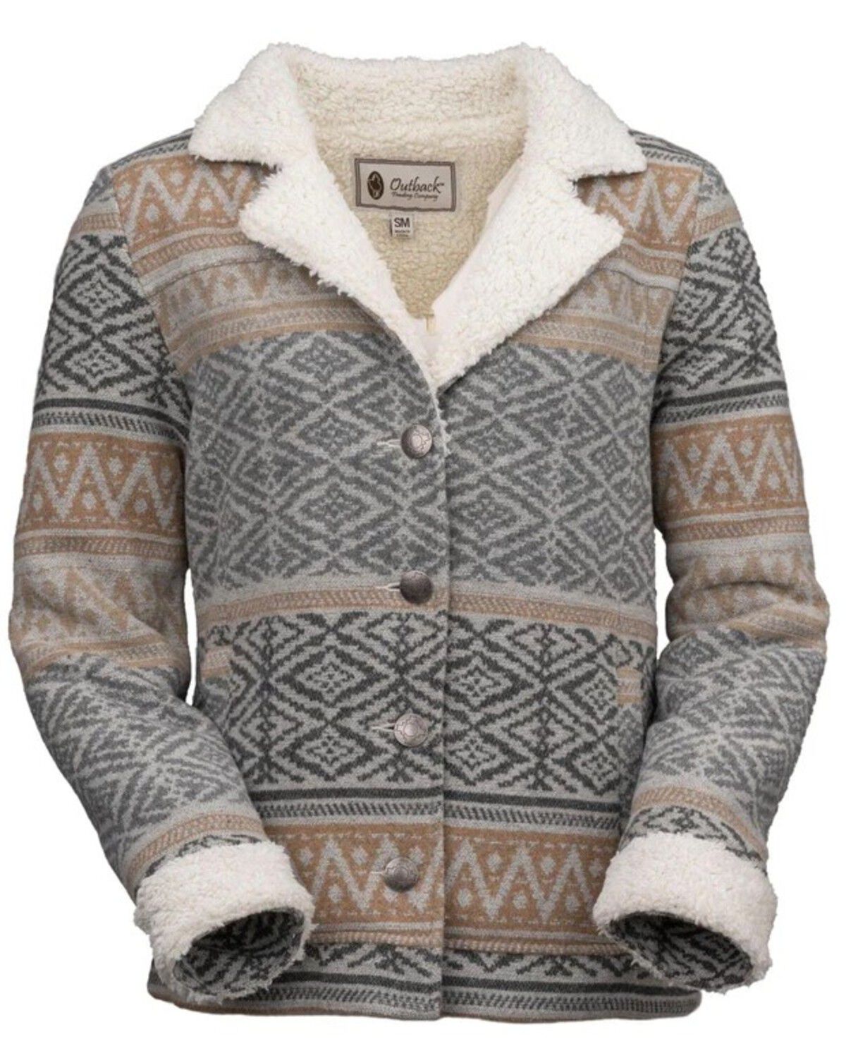 Image #1 - Outback Trading Co Women's Gemma Southwestern Sherpa Lined Jacket - Plus, Beige, hi-res