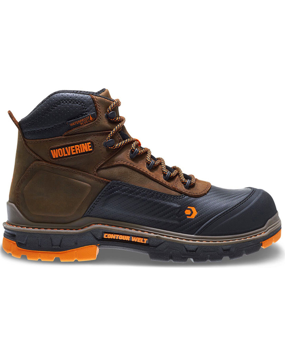 Image #2 - Wolverine Men's Overpass Carbonmax 6" Waterproof Boots - Composite Toe, Brown, hi-res