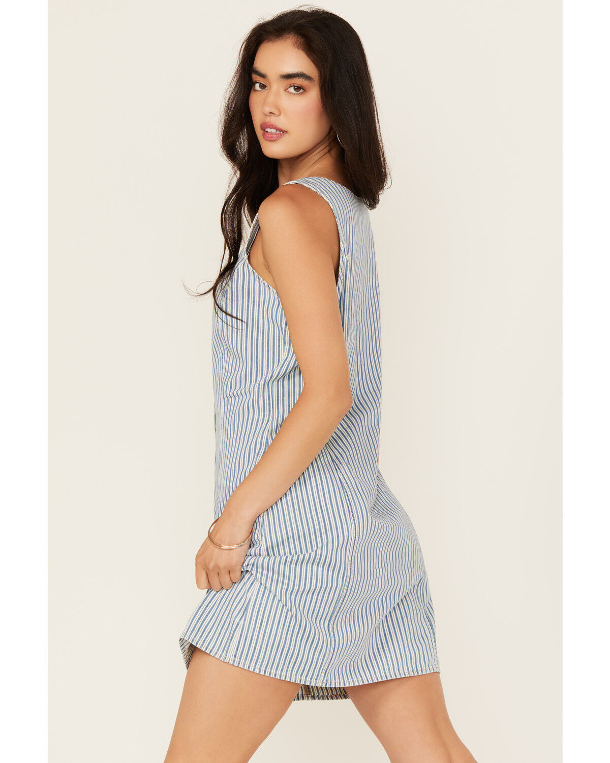 Image #4 - Wrangler Retro Women's Striped Print Sleeveless Button-Down Mini Dress, Blue, hi-res
