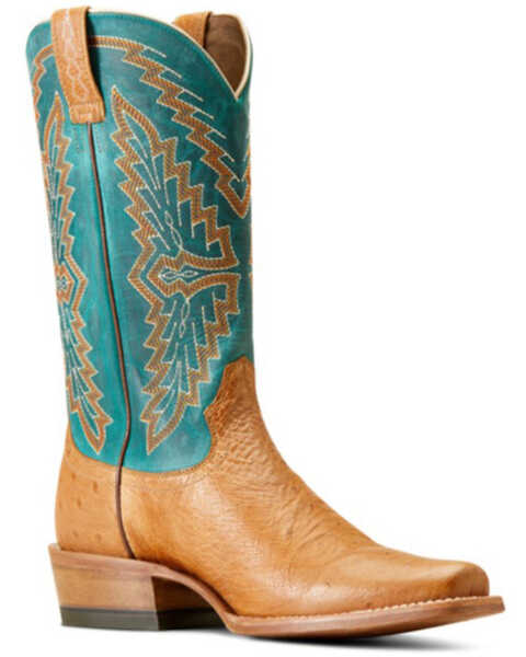 Image #1 - Ariat Men's Futurity Slider Exotic Ostrich Western Boots - Square Toe , Brown, hi-res