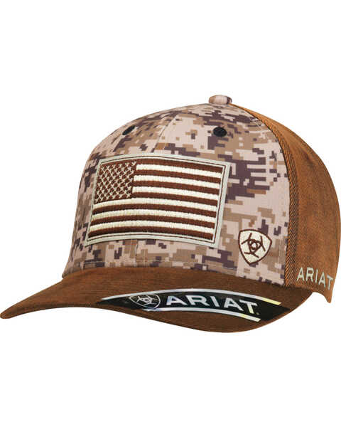 Ariat Men's Digi Camo Flag Ball Cap, Camouflage, hi-res