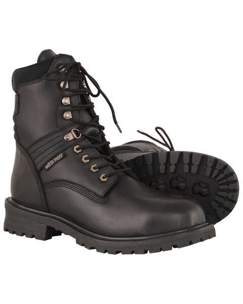 Milwaukee Leather Men's 7" Waterproof Leather Boots - Round Toe, Black, hi-res