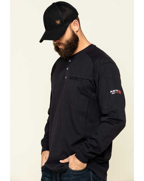 Ariat Men's Black FR Air Henley Soar Graphic Long Sleeve Work T-Shirt , Black, hi-res