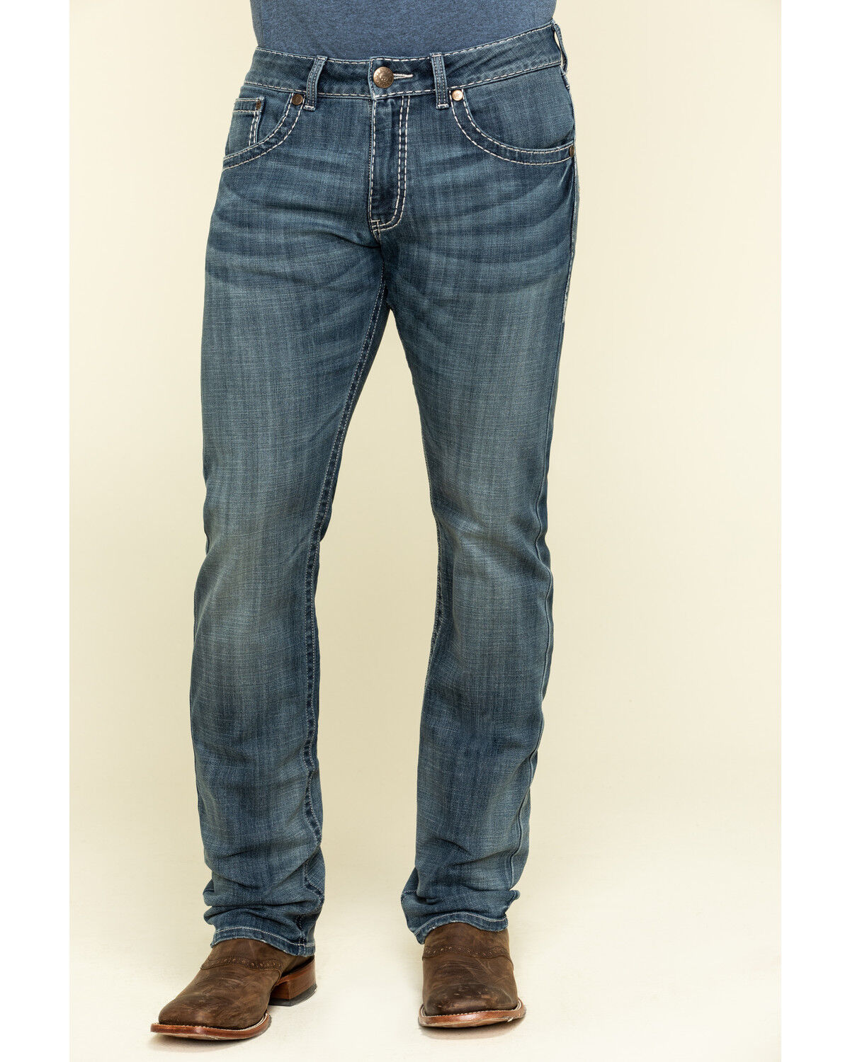 rustic blue slim straight jeans