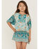 Image #1 - Hayden Girls' Border Print Tunic Mini Dress, Turquoise, hi-res
