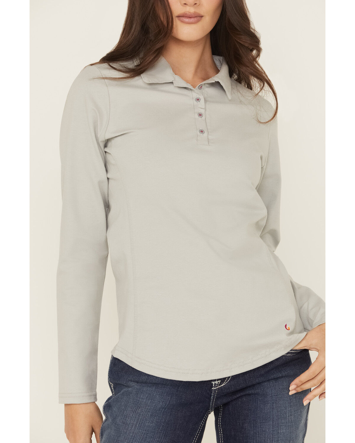 Image #3 - Lapco Women's FR Solid Knit Long Sleeve Polo Work Shirt, , hi-res