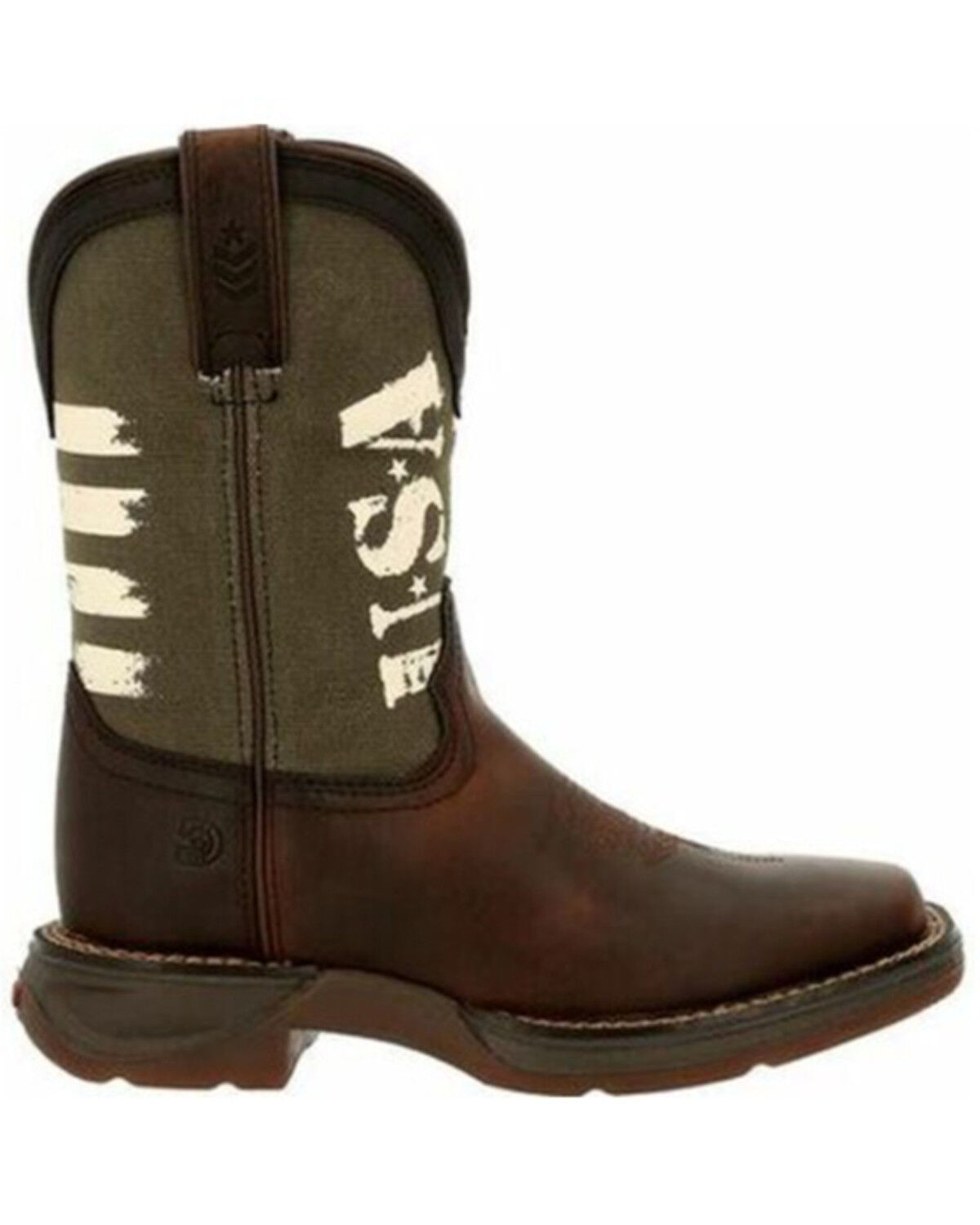 Image #2 - Durango Boys' Lil' Rebel USA Flag Western Boots - Broad Square Toe, Dark Brown, hi-res