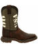 Image #2 - Durango Boys' Lil' Rebel USA Flag Western Boots - Broad Square Toe, Dark Brown, hi-res