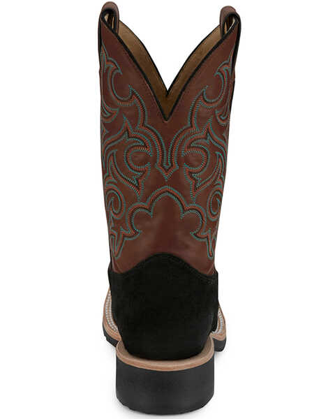 Image #5 - Justin Men's Alamo Roughout Western Boots - Broad Square Toe , Black, hi-res