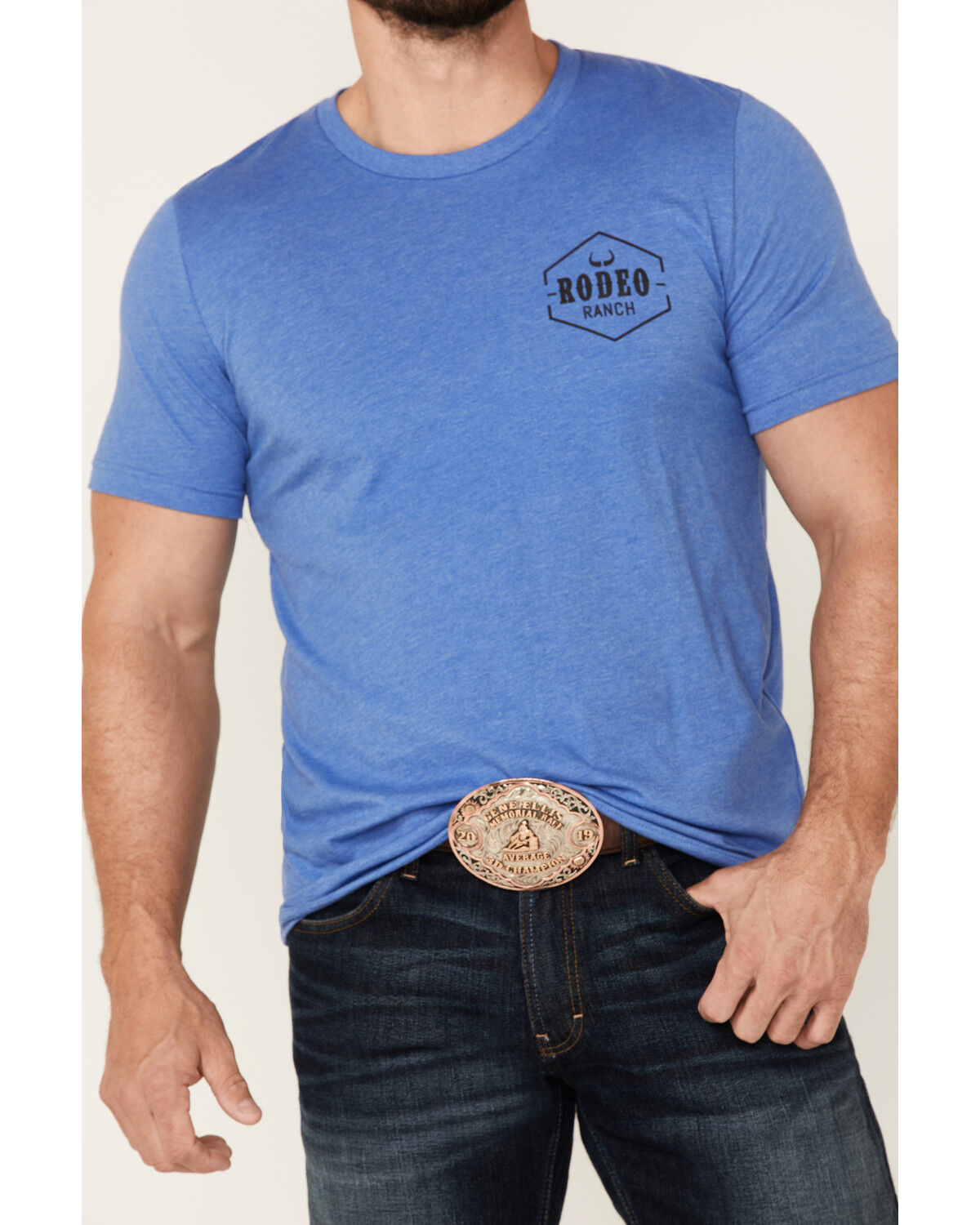 Image #3 - Rodeo Ranch Men's Spur Flag Graphic Short Sleeve T-Shirt, Royal Blue, hi-res