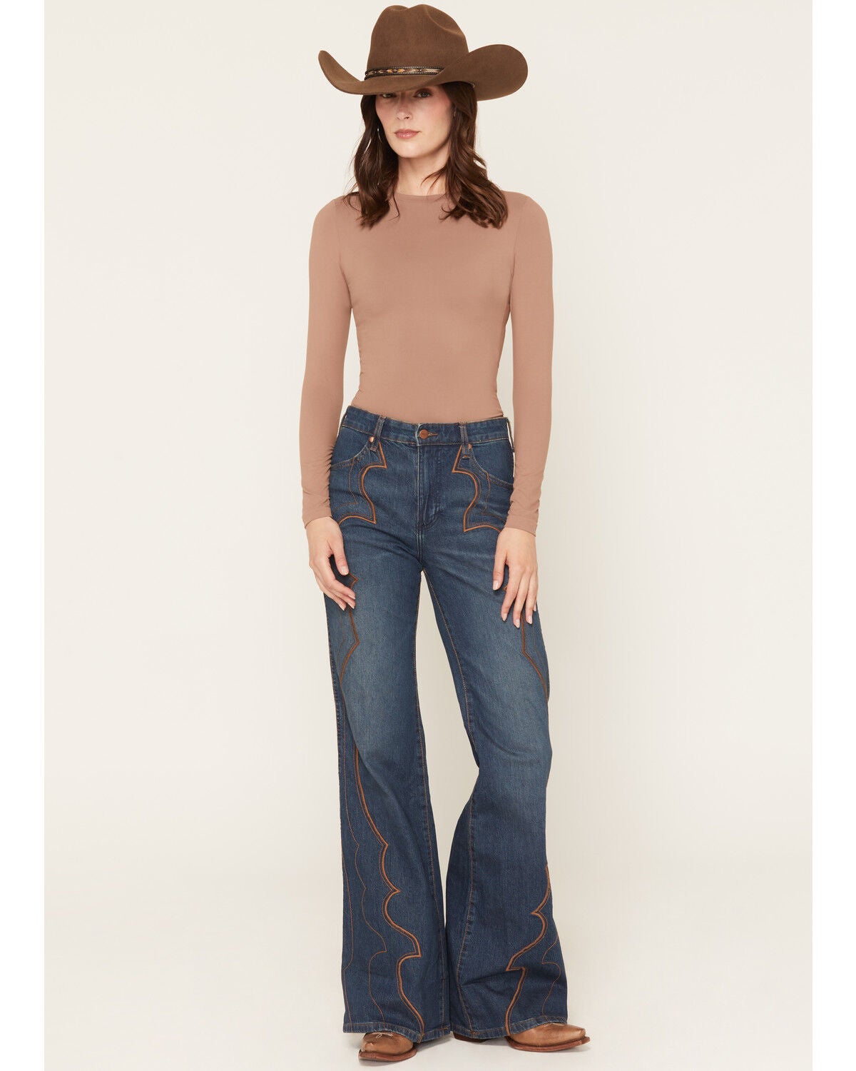 Image #1 - Wrangler Women's 70's Flare Stretch Denim Jeans, Dark Wash, hi-res