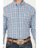 George Strait by Wrangler Men's Plaid Print Long Sleeve Button-Down Western Shirt, Blue, hi-res