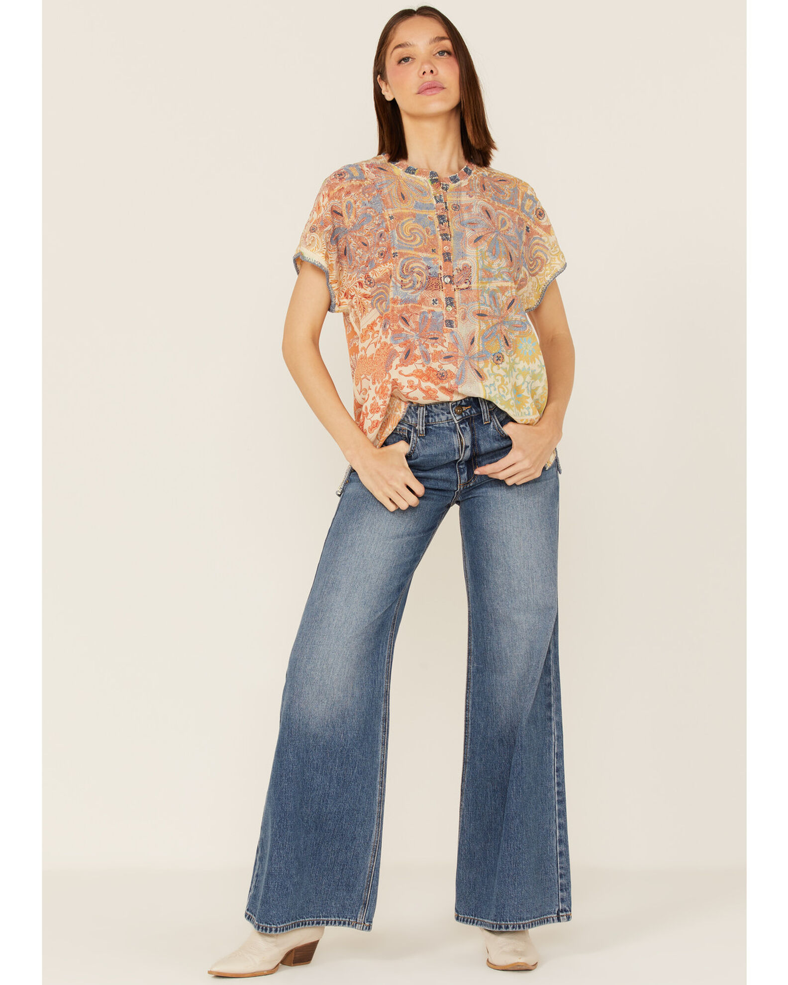 Product Name: Johnny Was Women's Prima Patchwork Embroidered Floral Blouse
