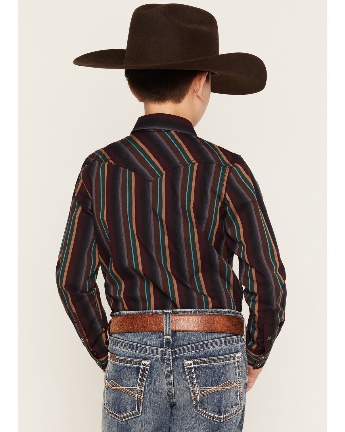 Image #4 - Cody James Boys' Striper Striped Long Sleeve Snap Western Shirt, Multi, hi-res