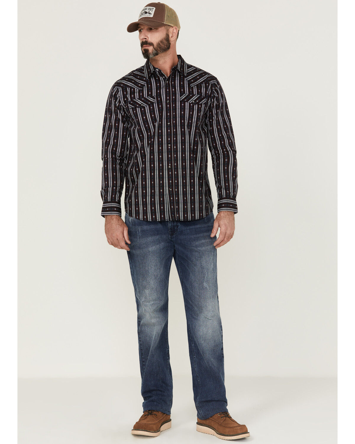 Image #2 - Moonshine Spirit Men's Otoe Stripe Long Sleeve Snap Western Shirt, Navy, hi-res