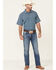 Panhandle Men's Performance Arrow Geo Print Short Sleeve Button Down Western Shirt , Blue, hi-res