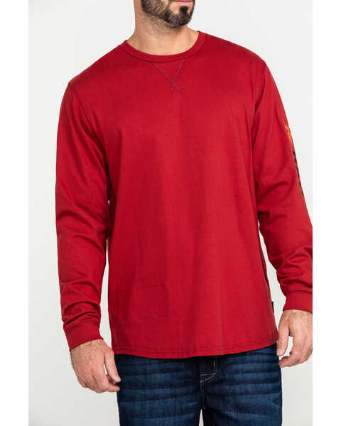 Image #4 - Hawx Men's FR Logo Long Sleeve Work T-Shirt - Tall , Red, hi-res