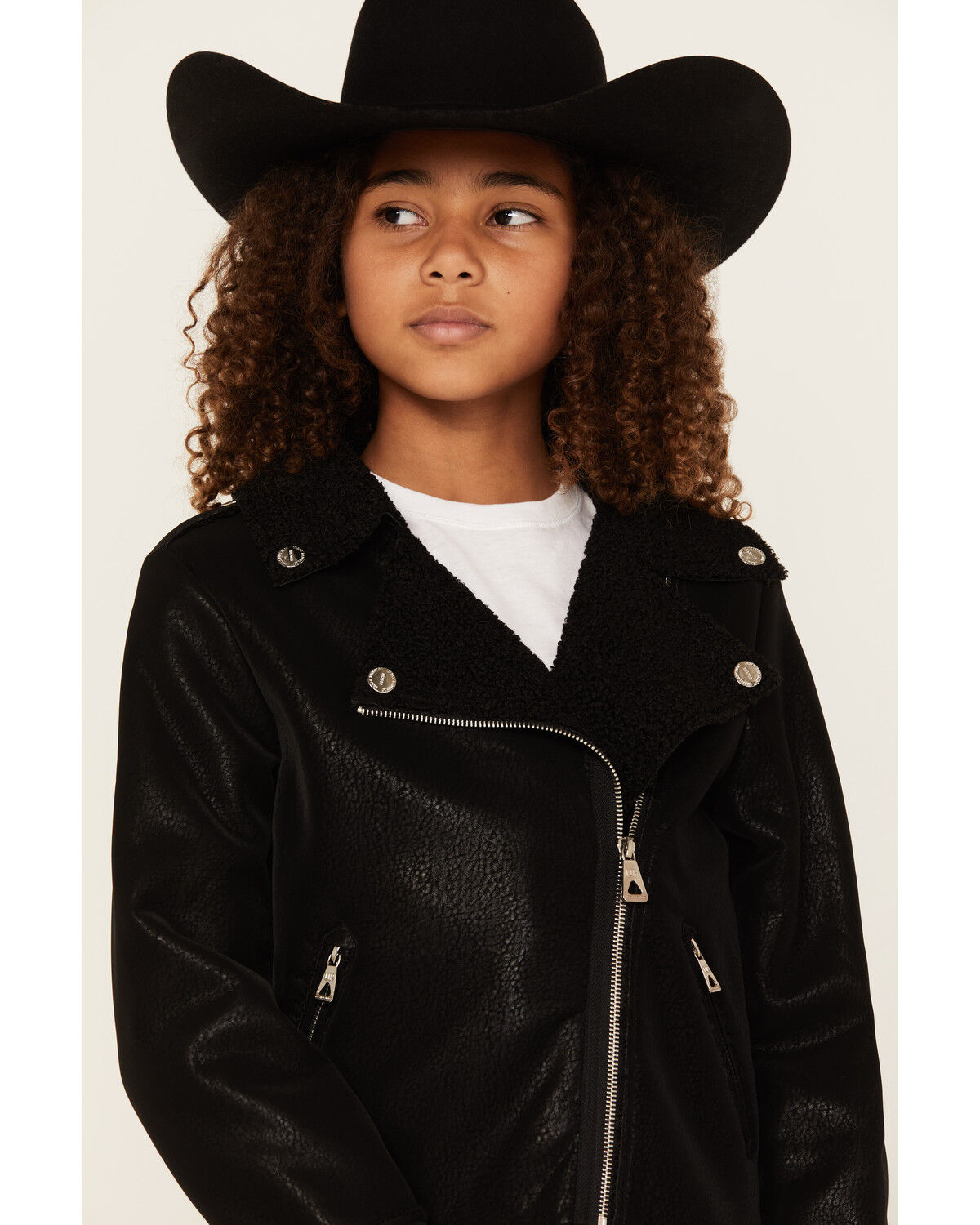 Image #2 - Urban Republic Little Girls' Bonded Moto Jacket - Youth, Black, hi-res