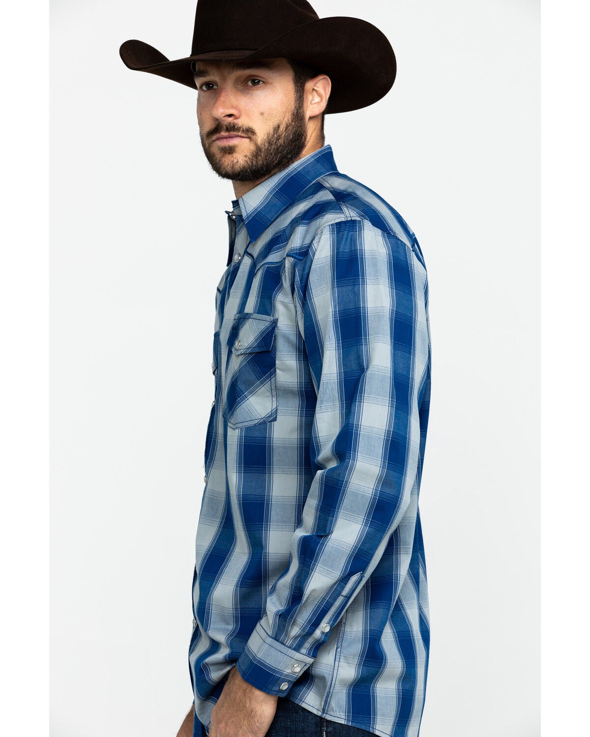 Cowboy Hardware Men's Royal Classic Plaid Long Sleeve Western Shirt