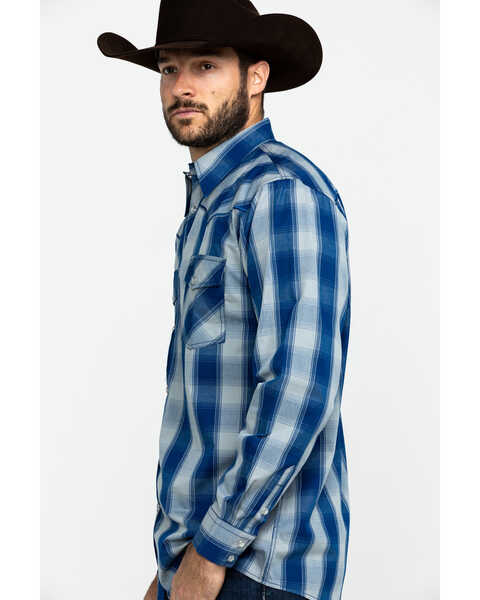Image #3 - Cowboy Hardware Men's Royal Classic Plaid Long Sleeve Western Shirt , Royal Blue, hi-res