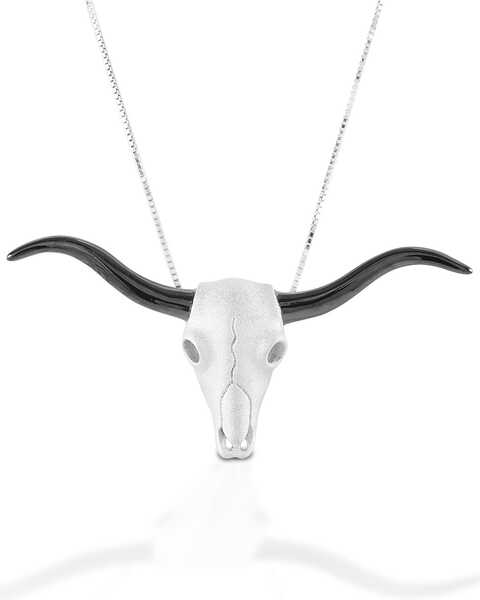 Image #1 -  Kelly Herd Women's Longhorn Skull Necklace, Silver, hi-res