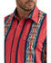 Image #2 - Wrangler Men's Checotah Southwestern Striped Print Long Sleeve Pearl Snap Western Shirt - Tall, Red, hi-res