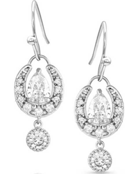 Montana Silversmiths Women's Frozen Dew Drops Crystal Earrings, Silver, hi-res