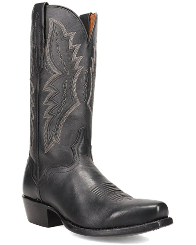 El Dorado Handmade Vanquished Calf Cowboy Boots - Square Toe, Black, hi-res