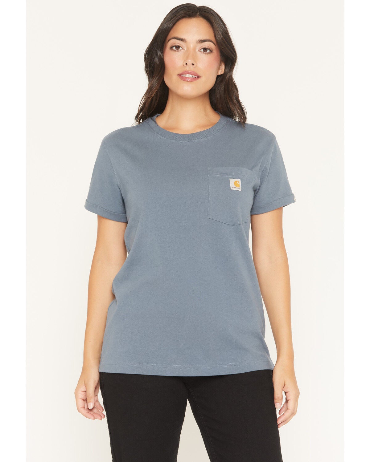 Image #2 - Carhartt Women's Dearborn Rosie Loose Fit Short Sleeve Work Tee, Steel Blue, hi-res