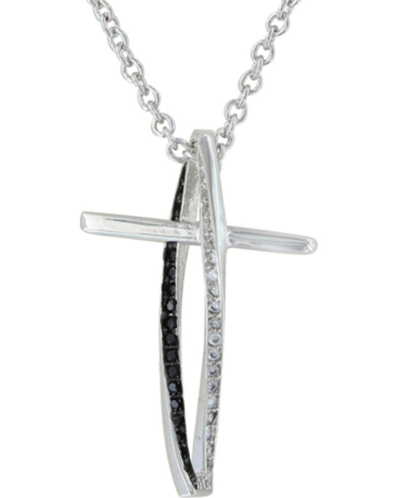 Montana Silversmiths Faith in Motion Cross Necklace, Silver, hi-res