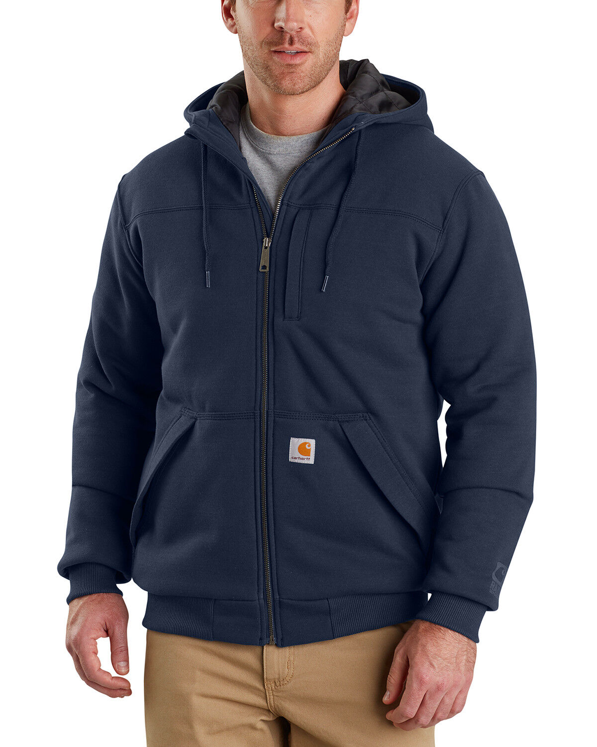 Image #1 - Carhartt Men's Rain Defender Rockland Quilt-Lined Hooded Work Jacket, , hi-res